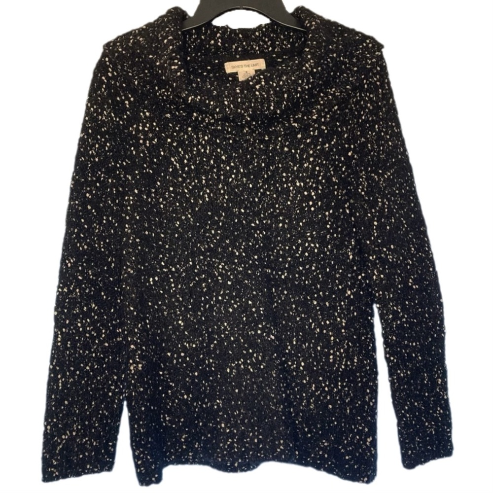 Skye’s The Limit Black and White Textured Sweater with Cowl Neck, Size Small